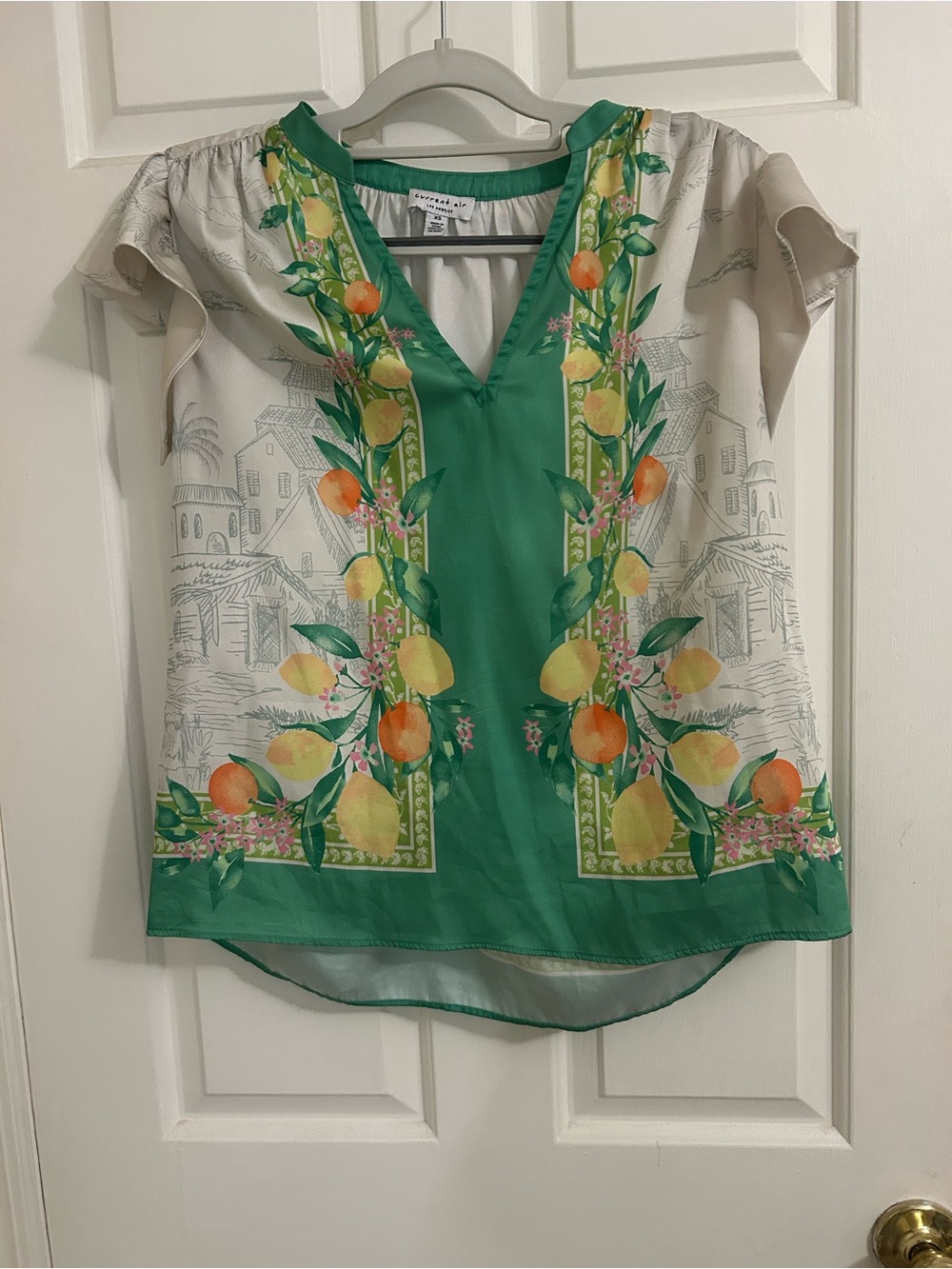 Current Air Citrus-Print V-Neck Blouse